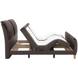 Home Affaire Boxspringbett HOME AFFAIRE "Messina2", braun (mocca), B:166cm L:240cm, Holzwerkstoff, Kunstleder, Massivholz, Komplettbetten, Boxspringbett, Liegekomfort elektrisch Verstellbar