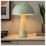 Nowa Tischleuchte, Tischlampe Beistelllampe grün Pilzlampe Travertinoptik H 36,5 cm