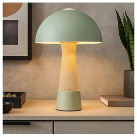 Nowa Tischleuchte, Tischlampe Beistelllampe grün Pilzlampe Travertinoptik H 36,5 cm