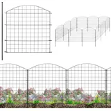 V2Aox Zaun Gartenzaun Steckzaun Teichzaun für Garten Teich 12 Zaunelemente 78 cm hoch Metall Hundezaun Gitterzaun Oberbogen Schwarz V2Aox6 x 6cm
