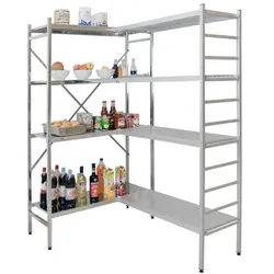PROREGAL Lebensmittelregal | Grundregal | HxBxT 180x80x40cm | 4 Fachböden | Fachlast 150kg | Edelstahl