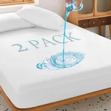 Matratzenschoner für King-Size-Betten, wasserdicht, Tiefe Taschen, weich, atmungsaktiv, geräuschlos, wasserdicht, dehnbar, 2 Stück