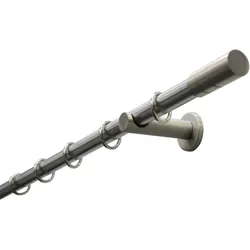 Gardinenstange GARDINIA "Set Metall" Gr. 2, silber (edelstahlfarben), L:160cm Ø:20mm, Metall, Gardinenstangen, 1-Lauf