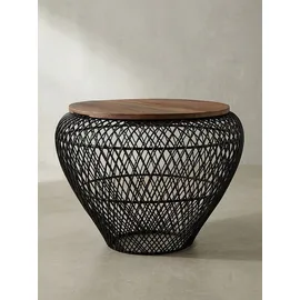 KADIMA DESIGN Runder Couchtisch Schwarz Mangoholz 60 x 60 x 45 cm
