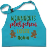 Kinderschürze Schürze Kinder Jungen Mädchen - Weihnachtsschürze - Weihnachtsplätzchen Experte - 2-6 Jahre - Türkis - geschenke vor weihnachten weinachts weihnachtliches personalisierte zu - 2-6 Jahre