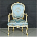 Casa Padrino Barock Salon Stuhl "Medaillon" Mod1 mit Armlehnen Helltürkis / Gold - Antikstil Stuhl