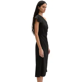 Marc O'Polo Midikleid "aus Viskose-Leinen-Stretch", Damen, Gr. 42, Normalgrößen, schwarz, Obermaterial: 53% Leinen, 45% Viskose, 2% Elasthan, unifarben, slim fit wadenlang, Kleider Midikleid