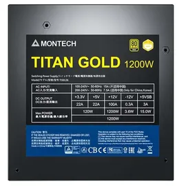 Montech Titan Gold 1200W - 80 PLUS & Cybenetics modular, PCIe 5.0 - 1200 Watt (1200 W), PC Netzteil, Schwarz