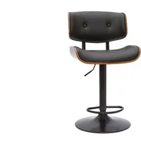 miliboo Design-barhocker höhenverstellbar schwarz und dunkles Holz Basile