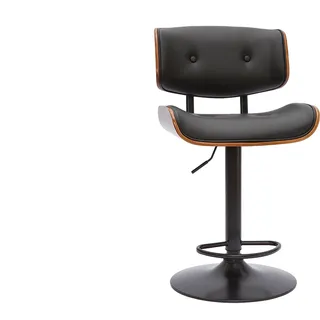 miliboo Design-barhocker höhenverstellbar schwarz und dunkles Holz Basile
