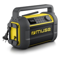 MUSE M-928 BTY Baustellenradio, robust, Staub- und spritzwassergeschützt (IP64), mit Bluetooth und UKW Radio, integriertem Ladegerät und USB-C-Anschluss, schwarz-gelb
