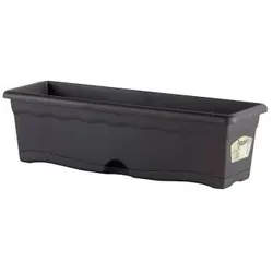 Plastiken Rechteckiger Pflanzkasten 80 x 20 cm mit integriertem Tablett in Anthrazit