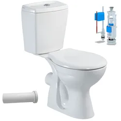 Stand-WC + Keramik-Spülkasten + Deckel Waagerecht Wand-Anschluss