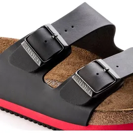 Birkenstock Arizona Superlauf, Birko-Flor, schwarz/rot, schmal, Größe 47