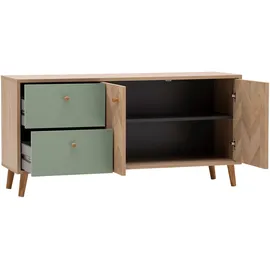 Schildmeyer Visby Lowboard 109 x 33 x 54,1 cm Pistazie/Eiche Holz/Metall