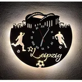 Designbysh Fußball Fan LED Wanduhr Leipzig Fanartikel Wanduhr Geschenk Fußballfan Vereinsliebe