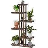 Yaheetech Pflanzentreppe mit 6 Ebenen, Schmales Blumenregal, Blumenständer Balkon, Pflanzenregal 75 x 27 x 140 cm