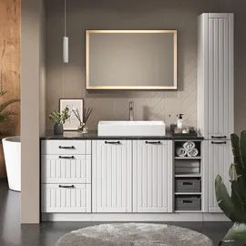 Vicco Badschrank Weiß Landhaus, 60 x 40 cm Flach