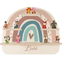 Kidsmood - Tonie Regal personalisiert mit Namen | Kinderzimmer Wandregal inkl. Metallplättchen für Tonie Figuren & Aussparung für Musikbox | Tonieregal für Mädchen & Jungen