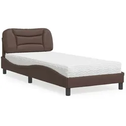 Bett mit Matratze Braun 90x200 cm Kunstleder – Stilvolles Design und erholsamer Schlaf