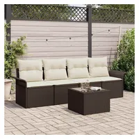 vidaXL Garten-Loungesofa-Set 5-tlg. braun/beige