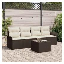 vidaXL Garten-Loungesofa-Set 5-tlg. braun/beige