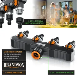 Brandson 4-Wege Wasserverteiler 3/4 Zoll orange/schwarz