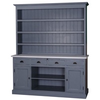 Casa Padrino Küchenbuffet Landhausstil Küchenschrank Antik Blau / Grau 178 x 50 x H. 210 cm - Landhausstil Küchenmöbel