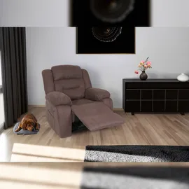 Mendler Fernsehsessel HWC-J57, XXL Relaxsessel TV-Liegesessel Nosagfederung Wildleder-Optik Stoff/Textil bis 200kg ~ braun