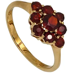 Goldring JOBO Gr. 60, gelb (gelbgold 375), Fingerringe, Damen, 60, Gelbgold 375, 375 Gold mit Granat