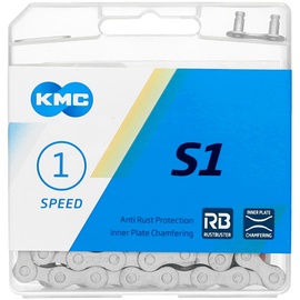 KMC Unisex – Erwachsene S1 Wide RB 1-Fach Kette 1/2" x1/8", 112 Glieder, Silber