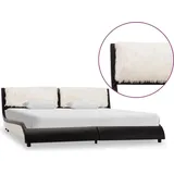 vidaXL Bettgestell mit LED Schwarz und Weiß Kunstleder 180x200 cm - Schwarz