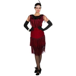Metamorph Kostüm 20er Jahre Abendkleid bordeaux, Schickes Flapperkleid im dunkelroten Charleston-Look rot 36