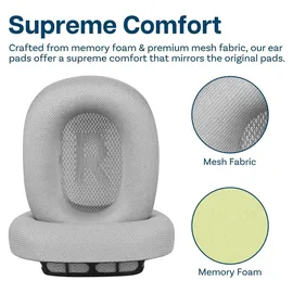 MMobiel Ersatz Ohrpolster für AirPods Max Kopfhörer Memory- Schaum/Mesh Gewebe Silber - Silber