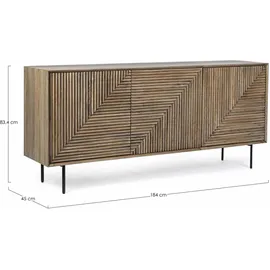 BIZZOTTO Sideboard Darsey aus Mangoholz, modern, natur, 184 cm breit, Metallgestell in Schwarz