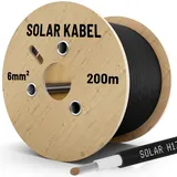 HB-DIGITAL 200m Solarkabel H1Z2Z2-K - 6mm2 flexibles UV- und witterungsbeständiges PV Kabel aus reinem Kupfer 1500V DC für Solarpanel, Wechselrichter und Photovoltaik - Schwarz