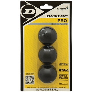 DUNLOP Squashbälle Pro doppelGelb, 3 Stück im Blister, Offizieller Turnier-Squashball