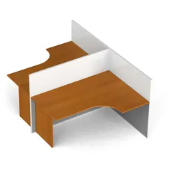 Tischtrennwand-Set mit ergonomischem Tisch PRIMO, T-Form, magnetisch, 2 Plätze, Kirschbaum
