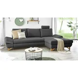 furn.design Ecksofa in grau Velours Wohnzimmer Sofa Eckcouch Couch 284 cm Skalm