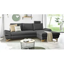 furn.design Ecksofa in grau Velours Wohnzimmer Sofa Eckcouch Couch 284 cm Skalm