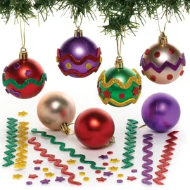 Baker Ross FC202 Weihnachten Dekoration Bastelset - Packung mit 8, Bastelt Eure Eigenen Weihnachtsdekorationen, Kugel Dekorationen für Kinder zum Basteln und Aufhängen
