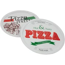 Spetebo Pizzateller PIZZA Teller 31,5 cm - 2er Set - je Motiv 1x, (2 St), 2er Set moderne Pizzateller weiß