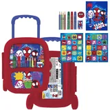 CERDÁ LIFE'S LITTLE MOMENTS Malpapier Trolley Spidey – Schulset für Kinder mit Rollen und Zubehör von Spidey und seinen Freunden, inklusive Stickers, Farben und Aktivitäten