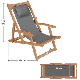 Juskys Sonnenliege Tavira 110 x 60 x 110 cm dunkelgrau