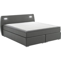 Atlantic Home Collection Boxspringbett inklusive LED-Beleuchtung und Topper, Dunkelgrau,