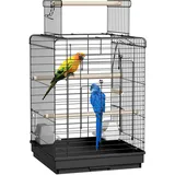 FIVMEN Vogelkäfig Wellensittich Käfig Groß Vogelvoliere Papageienkäfig Wellensittichkäfig mit Futternapf und Holzstangen Vogelbauer Vogelhaus für Kanarien Nymphensittiche Fink, 40x40x58 cm
