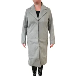 nachhaltige Long-Mantel Damen Alltags-Mantel in Wolloptik Basic-Mantel Langarm-Jacke 931881 Grau - 38
