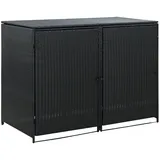 vidaXL Mülltonnenbox für 2 Tonnen Poly Rattan Schwarz 148x80x111 cm