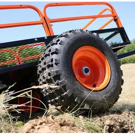 Wiltec Kippanhänger bis 680 kg für Rasentraktor, Anhänger Kipper 216 x 122 x 76,2 cm mit Gitter u. abnehmbaren Seitenwänden, Anhänger mit Kippfunktion