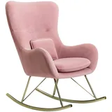 KADIMA DESIGN Schaukelstuhl aus Samt: Wippfunktion, Samt-Sitzschale, 74x101x89 cm, Rosa/Dunkelgrau/Hellgrau, 120 kg Belastung.